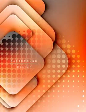 Rounded squares shapes composition geometric abstract background. 3D shadow Stock Illustration