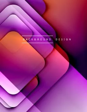Rounded squares shapes composition geometric abstract background. 3D shadow Stock Illustration