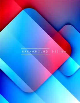 Rounded squares shapes composition geometric abstract background. 3D shadow Stock Illustration