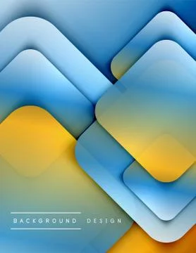 Rounded squares shapes composition geometric abstract background. 3D shadow 스톡 일러스트