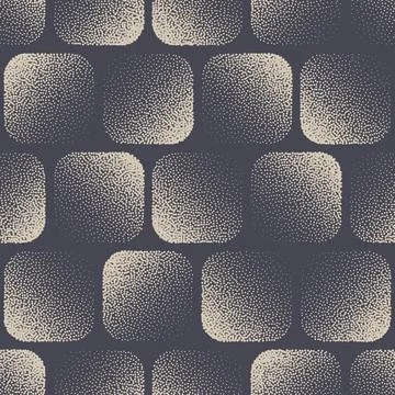 Rounded Squares Stippled Seamless Pattern Geometric Elegant Vector Background Stock Illustration
