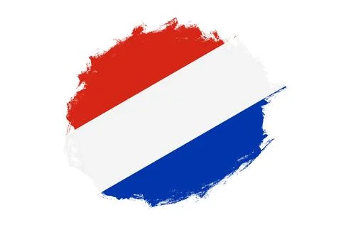 Rounded stain stroke brush textured national flag of Paraguay on white back.. 스톡 일러스트