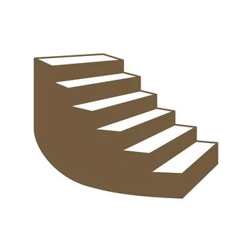 Rounded staircase icon. Minimal architectural vector symbol with a soft Ilustração Stock