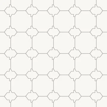 Rounded star nodes in grid seamless pattern in minimal line design, geometric Stock Illustration
