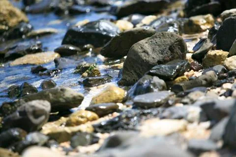 Rounded Stones on the beach Stock Photos