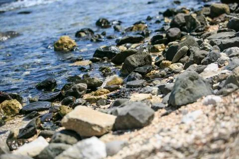 Rounded Stones on the beach Foto stock