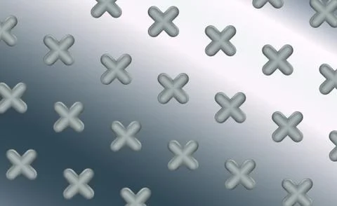 Rounded three-dimensional objects pluses on the polished sheet chrome. Stock Illustration