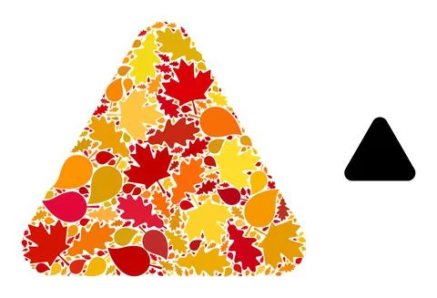 Rounded Triangle Autumn Collage Icon with Fall Leaves Stock Illustration
