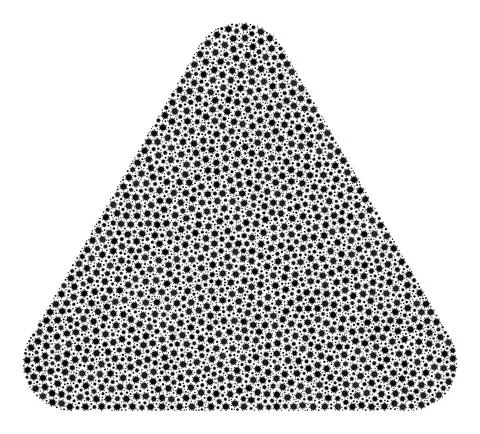 Rounded Triangle Collage Icon with Covid Virus Infection Elements Illustrazione stock