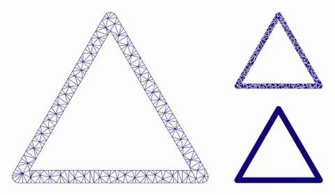 Rounded Triangle Frame Vector Mesh 2D Model and Triangle Mosaic Icon Stock Illustration