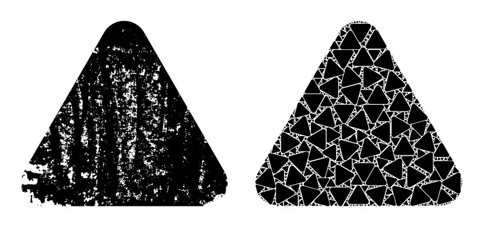 Rounded Triangle Icon Recursive Mosaic and Grunge Textured Icon Illustrazione stock