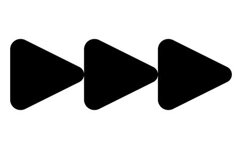 Rounded triangle pointer icon, Triple fast forward button, Smooth directional 库存插图
