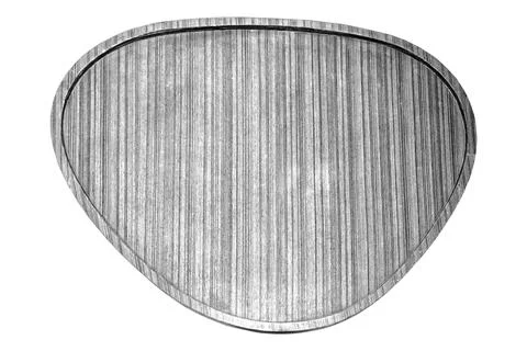 Rounded triangle shape wooden table top isolated on white, Pattern background Stock Photos