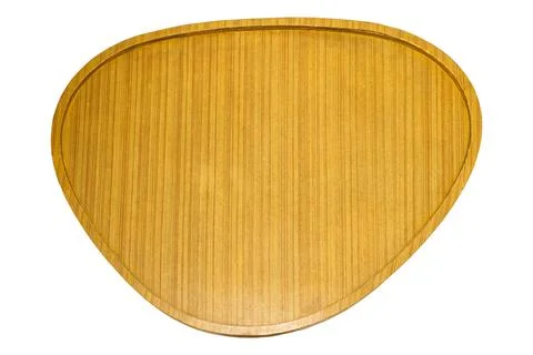 Rounded triangle shape wooden table top isolated on white, Pattern background Stock Photos