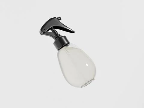 Rounded trigger spray bottle mockup, translucent PET plastic sprayer Illustrazione stock