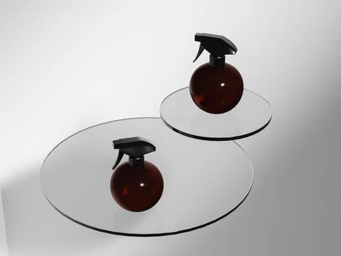 Rounded trigger spray bottle mockup, Ball-shape amber glass sprayer Illustrazione stock