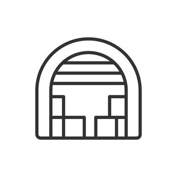Rounded warehouse, icon in line design. Rounded warehouse, storage building Stock-Illustration