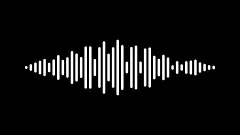Rounded white equalizer bars pulsing to the beat, white sound wave on black.. 库存插图