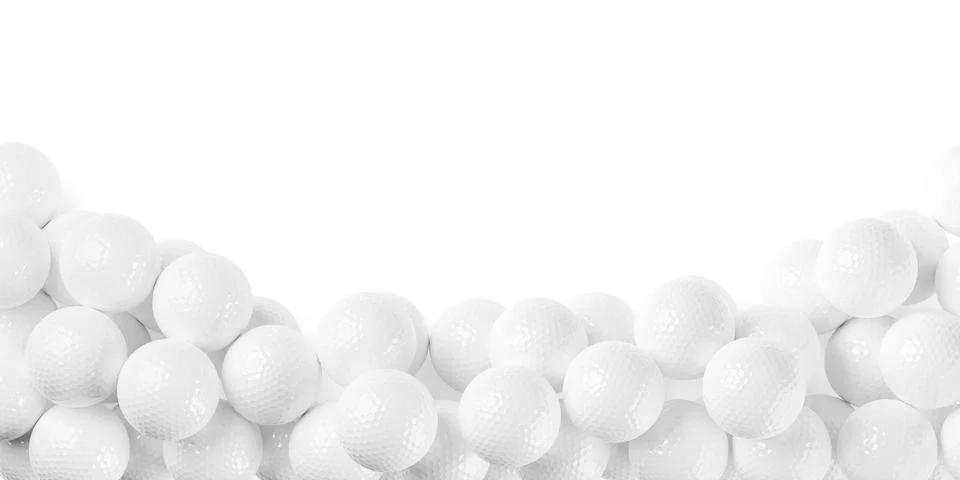 Rounded white golf ball border or edge isolated on white background with copy Illustrazione stock