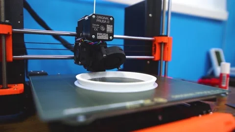 Rounded white shape 3d printing, High tech 33 printing Stock Footage 163255696