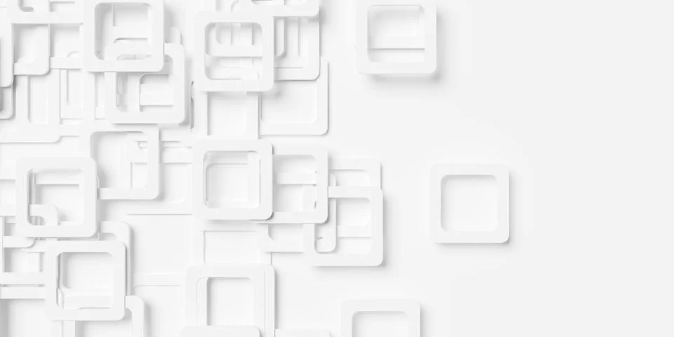 Rounded white square frames geometry background wallpaper banner fading out.. Stock Illustration