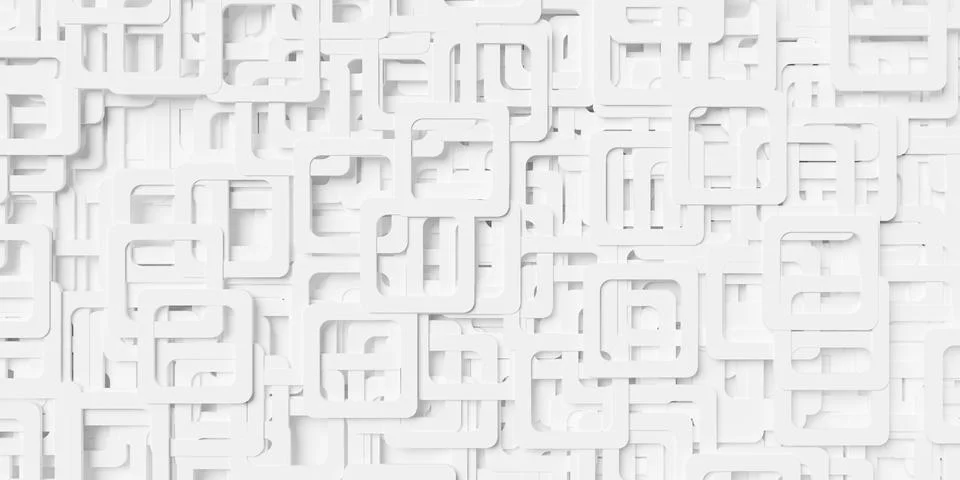 Rounded white square frames geometry background wallpaper banner, flat lay .. Stock Illustration