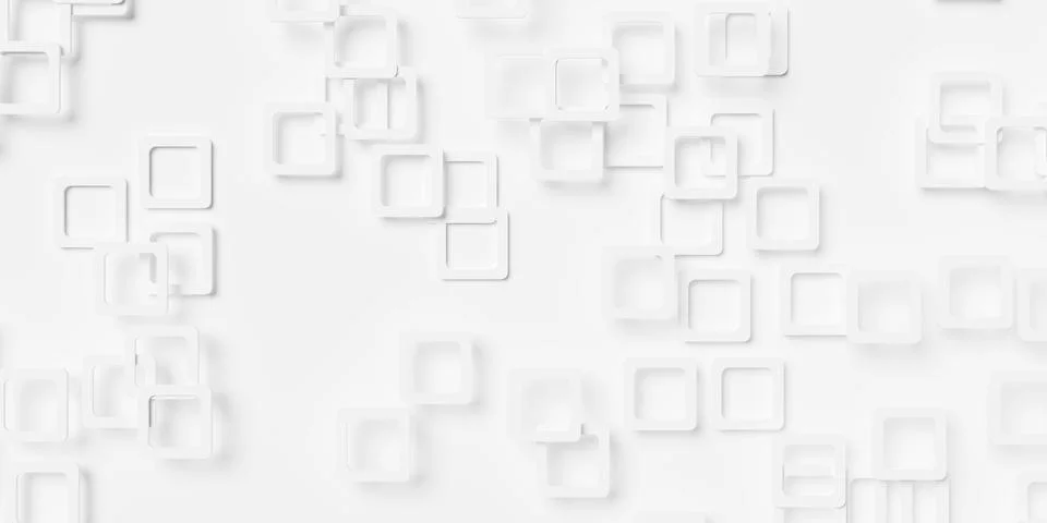 Rounded white square frames geometry background wallpaper banner sparsely s.. Illustrazione stock