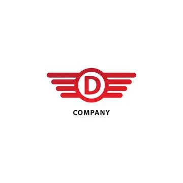 Rounded Wings, Ellipse Shape and Alphabet Logo Concept. Isolated On White B.. Illustrazione stock