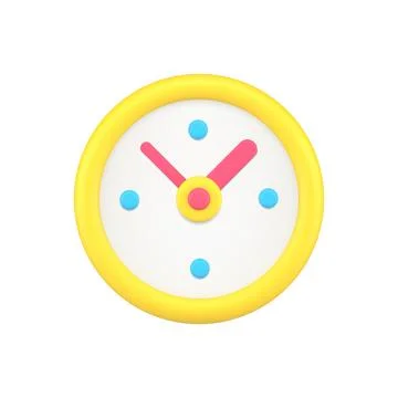 Rounded yellow alarm clock with time arrows 3d icon vector illustration. Circ Stock Illustration