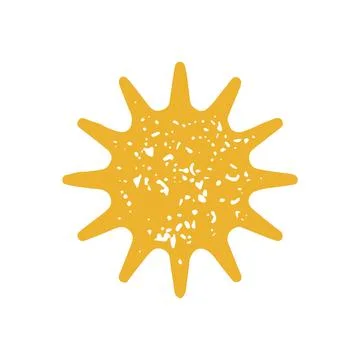 Rounded yellow sun with sharp thorns hand drawn grunge texture vector illus.. イラスト素材