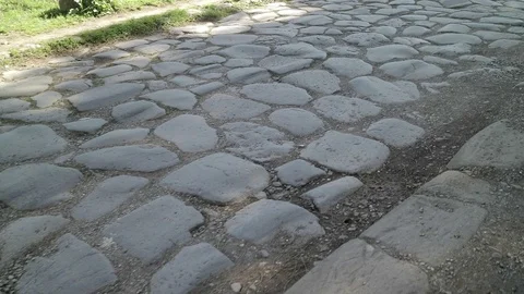 Roundup from right to left of an ancient Roman road Stock Footage