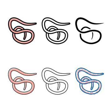 Roundworm parasite color icon vector pack Stock Illustration