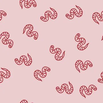 Roundworm parasite line vector seamless pattern Illustrazione stock