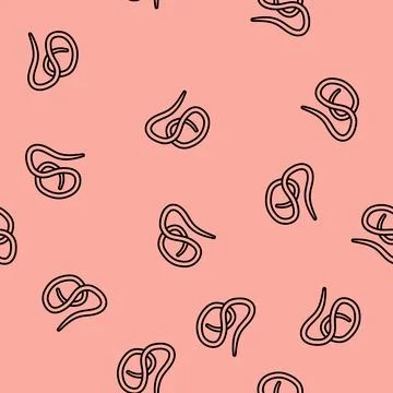 Roundworm parasite vector seamless pattern Stockillustratie