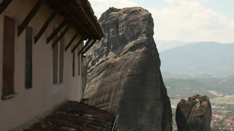 Roussanou monastery view (Meteora valley) Stock Footage 11805866