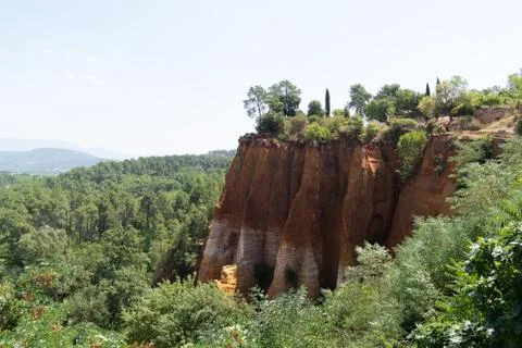 Roussillon ocre cliff in Vaucluse Luberon France Stock Photos