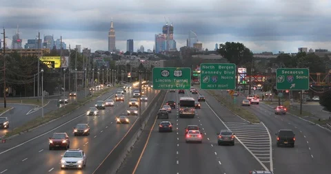 Route 3 NYC Skyline Stock Footage 88217094