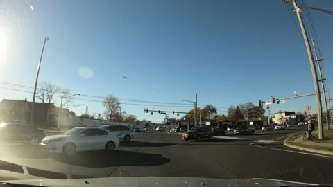 Route 46 west traffic light intersection, Little Ferry, Dash Cam POV - 4K Stock Footage 256355815