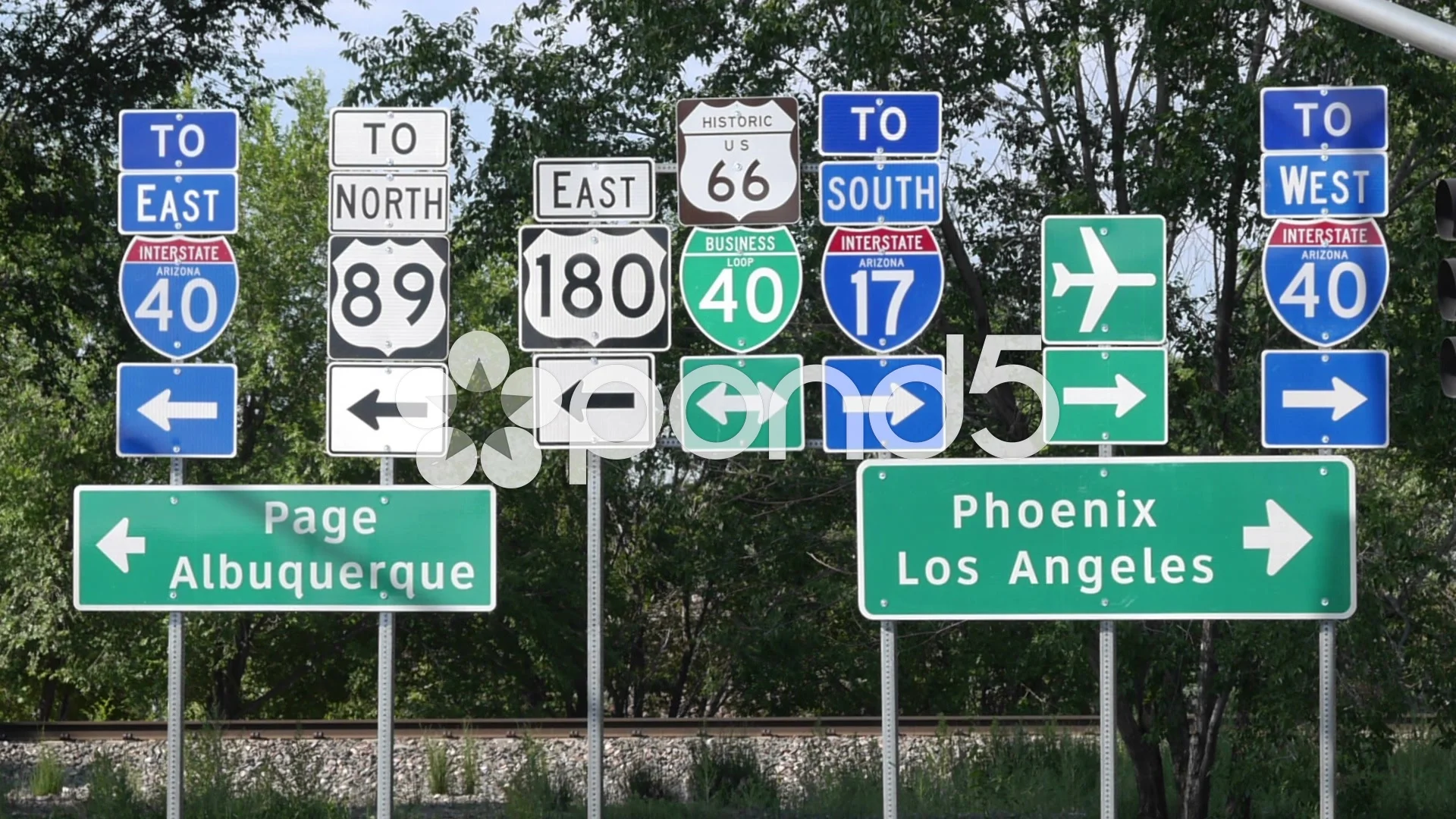 Route 66 Highway Road Signs Zoom Out Stock Video Pond5