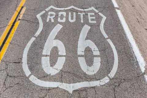 Route 66 pavement Stock Photos