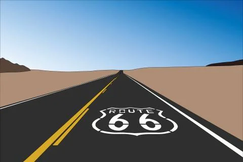 Route 66 Pavement Sign Vector Stock Illustration