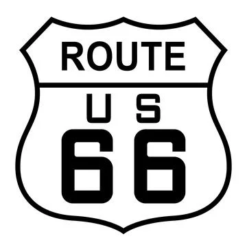 Route 66, route shield, Route 66 highway sign Stock Illustration