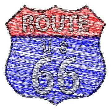 Route 66 Scribble Sign Stock Illustration