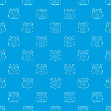 Route 66 shield pattern vector seamless blue Stock Illustration