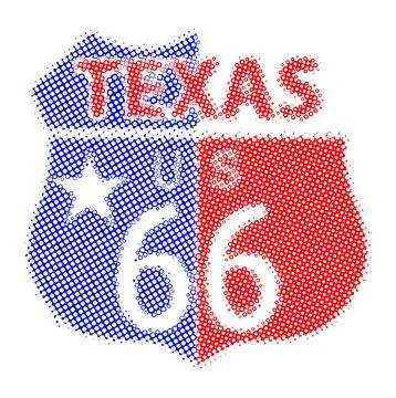 Route 66 Texas Abstract Halftone Sign Stock Illustration