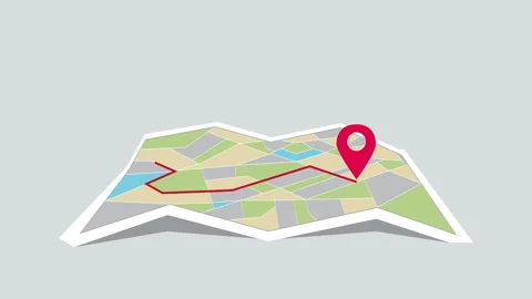 Route Animation to Destination on Map Stock Footage 333929846