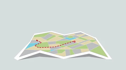 Route Animation to Destination on Map Stock Footage 333987412