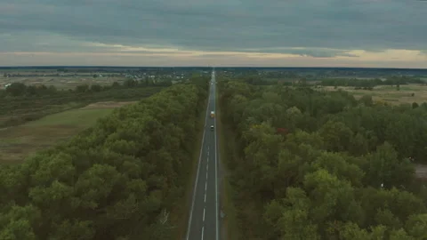 Route between cities. evening landscape Stock Footage 221864255