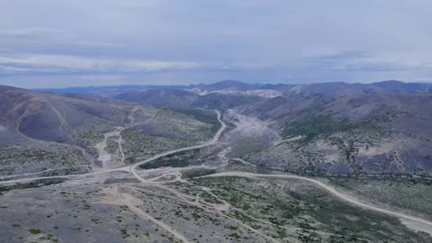 The route between the mountains far from civilization Stock Footage 252828870