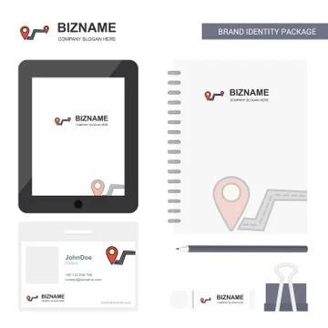 Route Business Logo, Tab App, Diary PVC Employee Card and USB Brand Stationar Stock Illustration